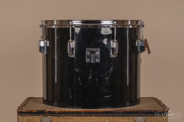 1970's Pearl Fiberglass Concert Tom Set in Black Gloss w/ Stands - 6, 8, 10, 12, 13, 14, 15, 16