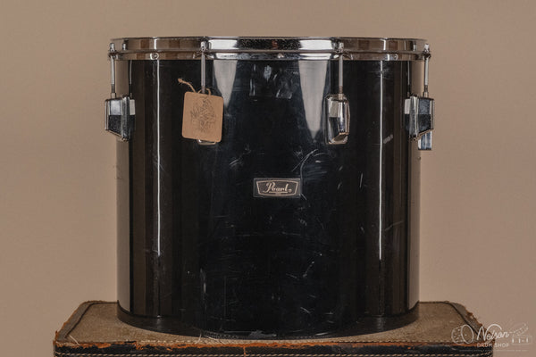 1970's Pearl Fiberglass Concert Tom Set in Black Gloss w/ Stands - 6, 8, 10, 12, 13, 14, 15, 16