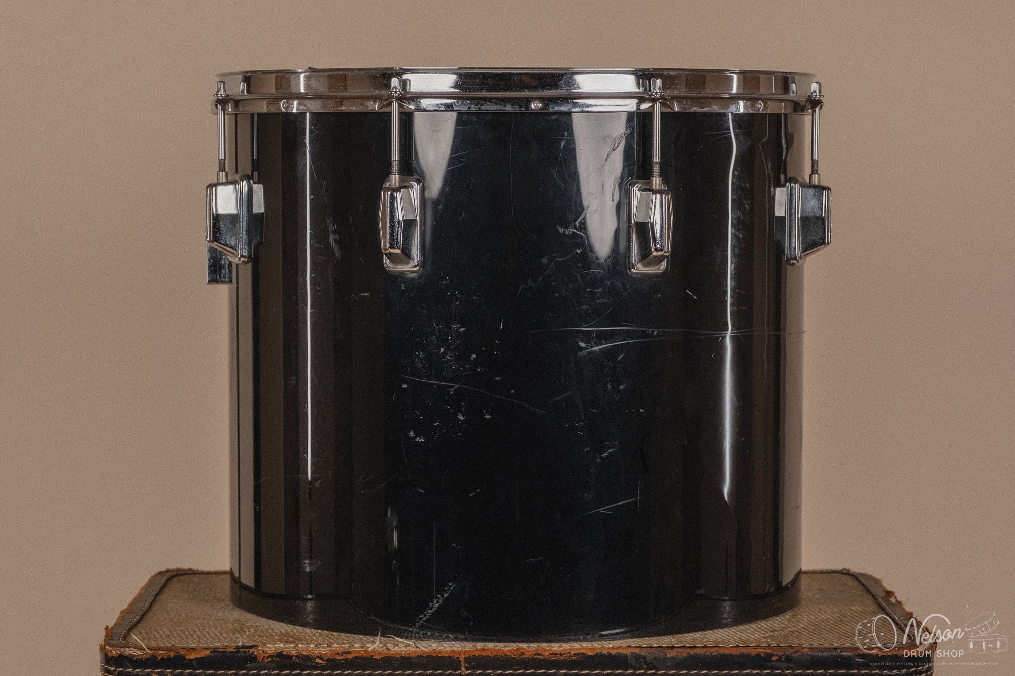 1970's Pearl Fiberglass Concert Tom Set in Black Gloss w/ Stands - 6, 8, 10, 12, 13, 14, 15, 16