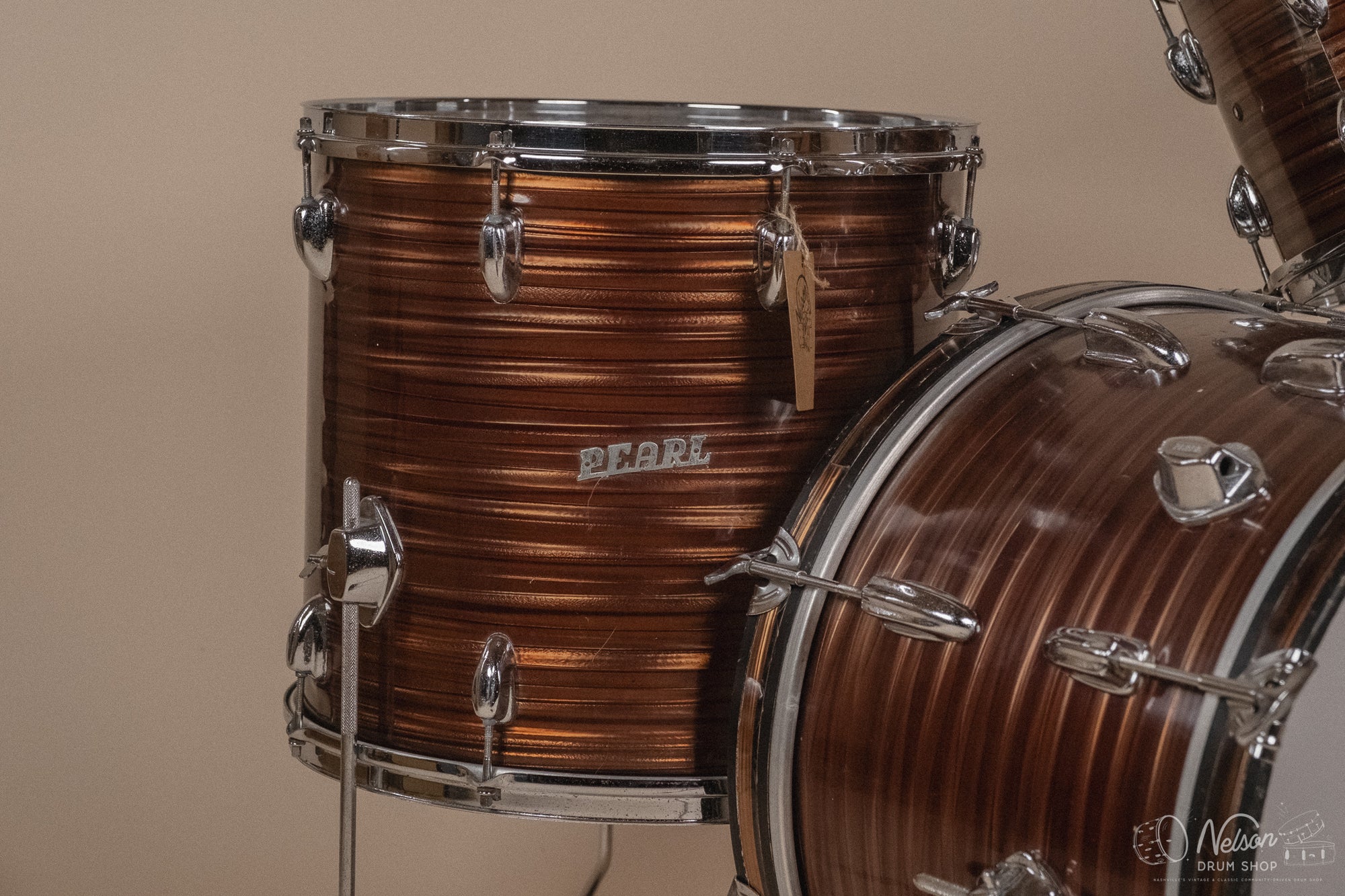 1960s Pearl 'Super Outfit No. 1' in Tiger's Eye - 14x20, 16x16, 9x13