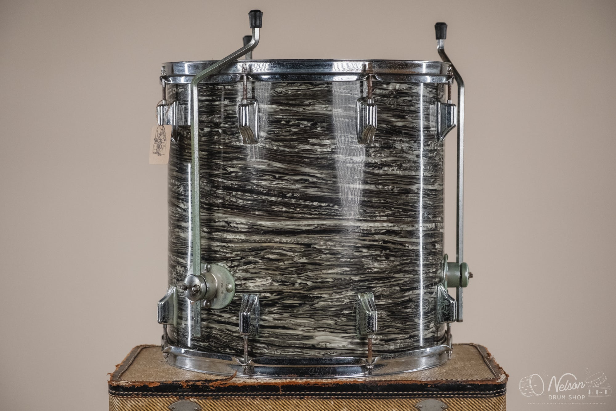 1960s Fullerton Era Rogers Floor Tom in Black Strata - 16x16