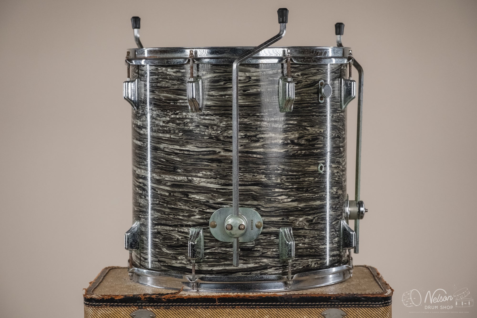 1960s Fullerton Era Rogers Floor Tom in Black Strata - 16x16