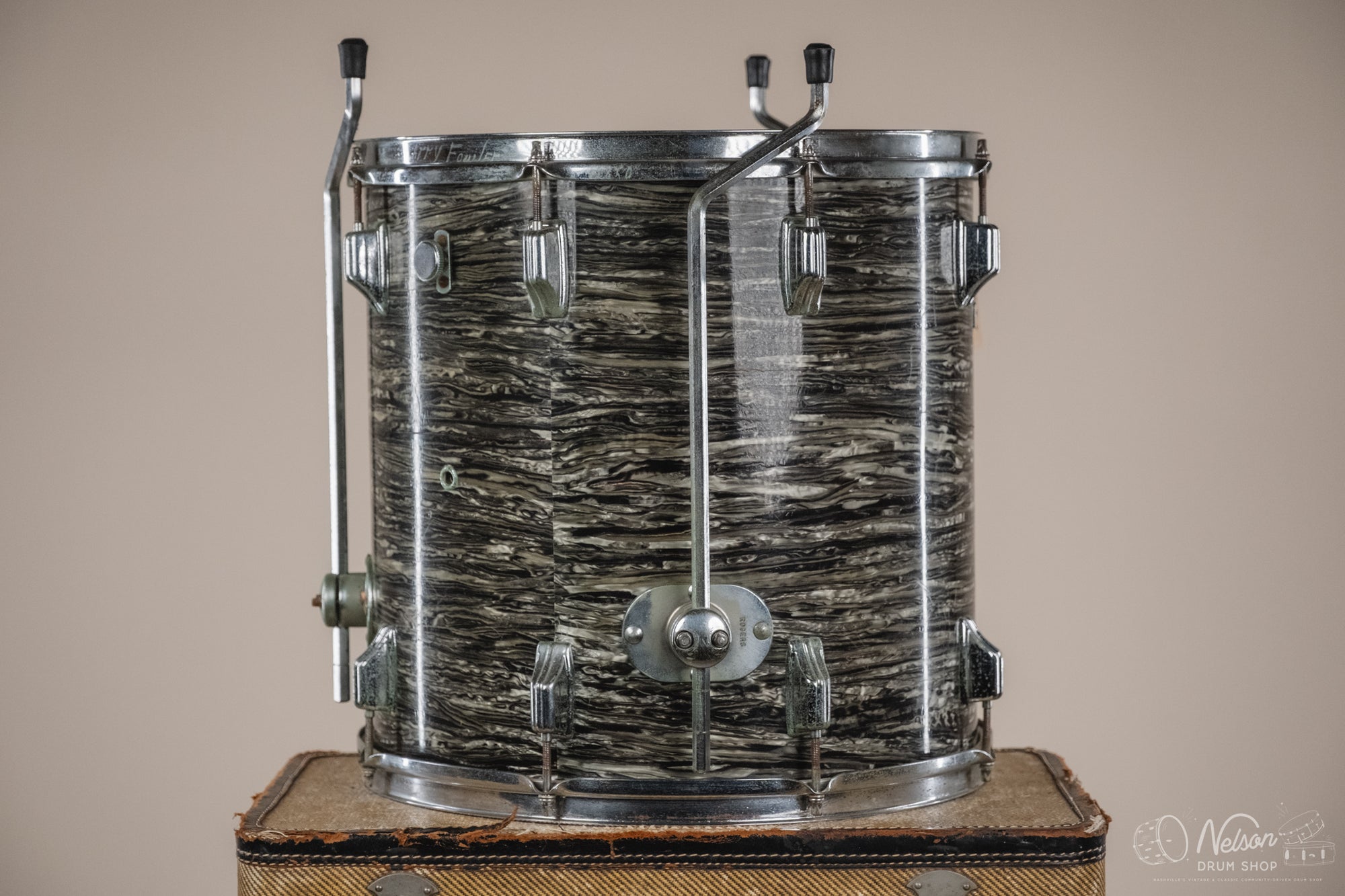 1960s Fullerton Era Rogers Floor Tom in Black Strata - 16x16