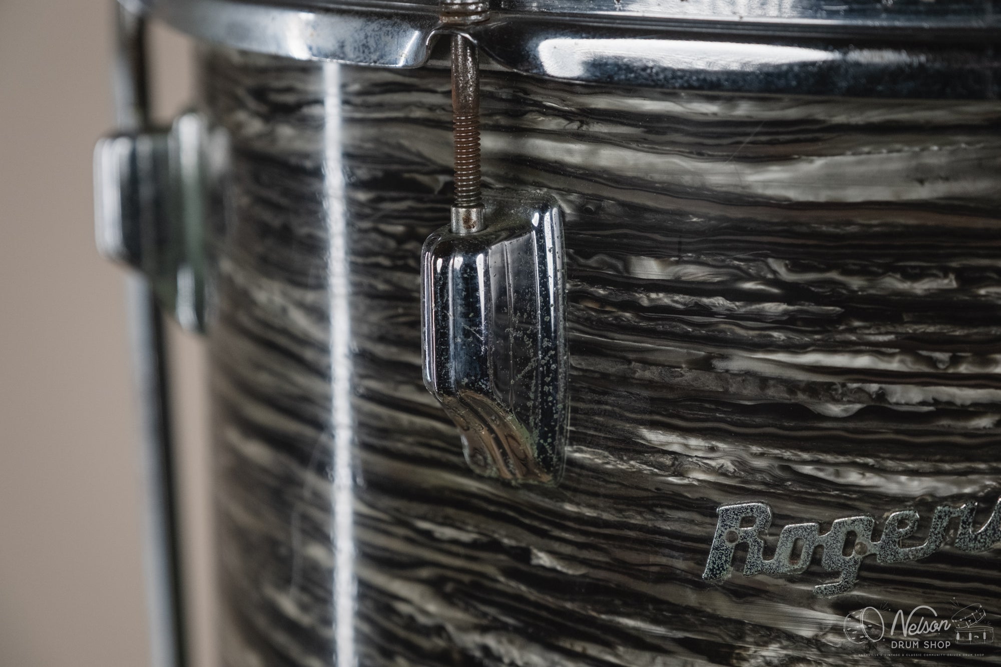 1960s Fullerton Era Rogers Floor Tom in Black Strata - 16x16