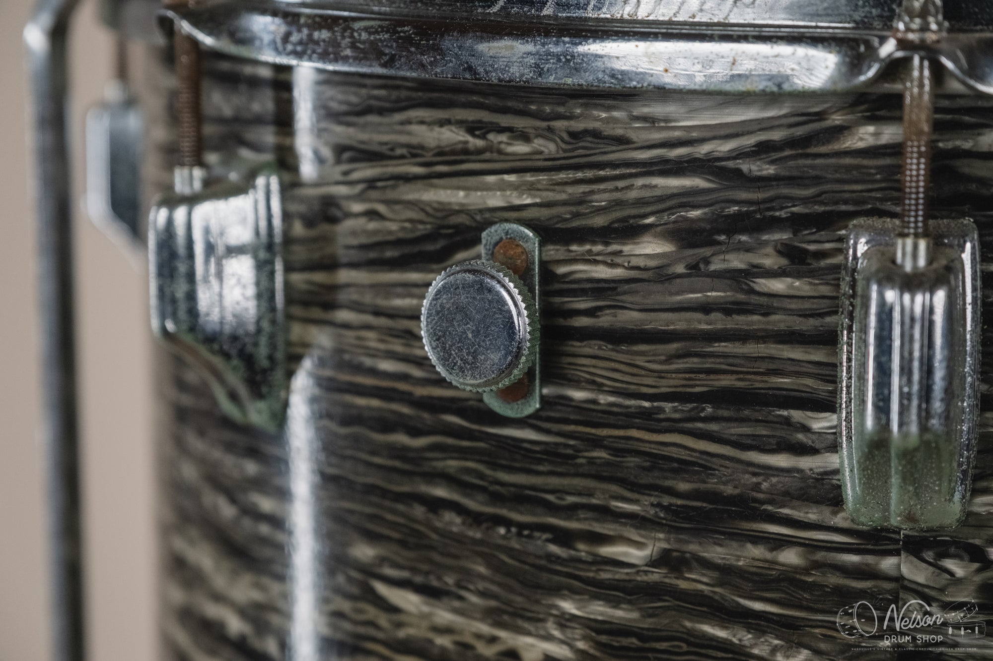 1960s Fullerton Era Rogers Floor Tom in Black Strata - 16x16