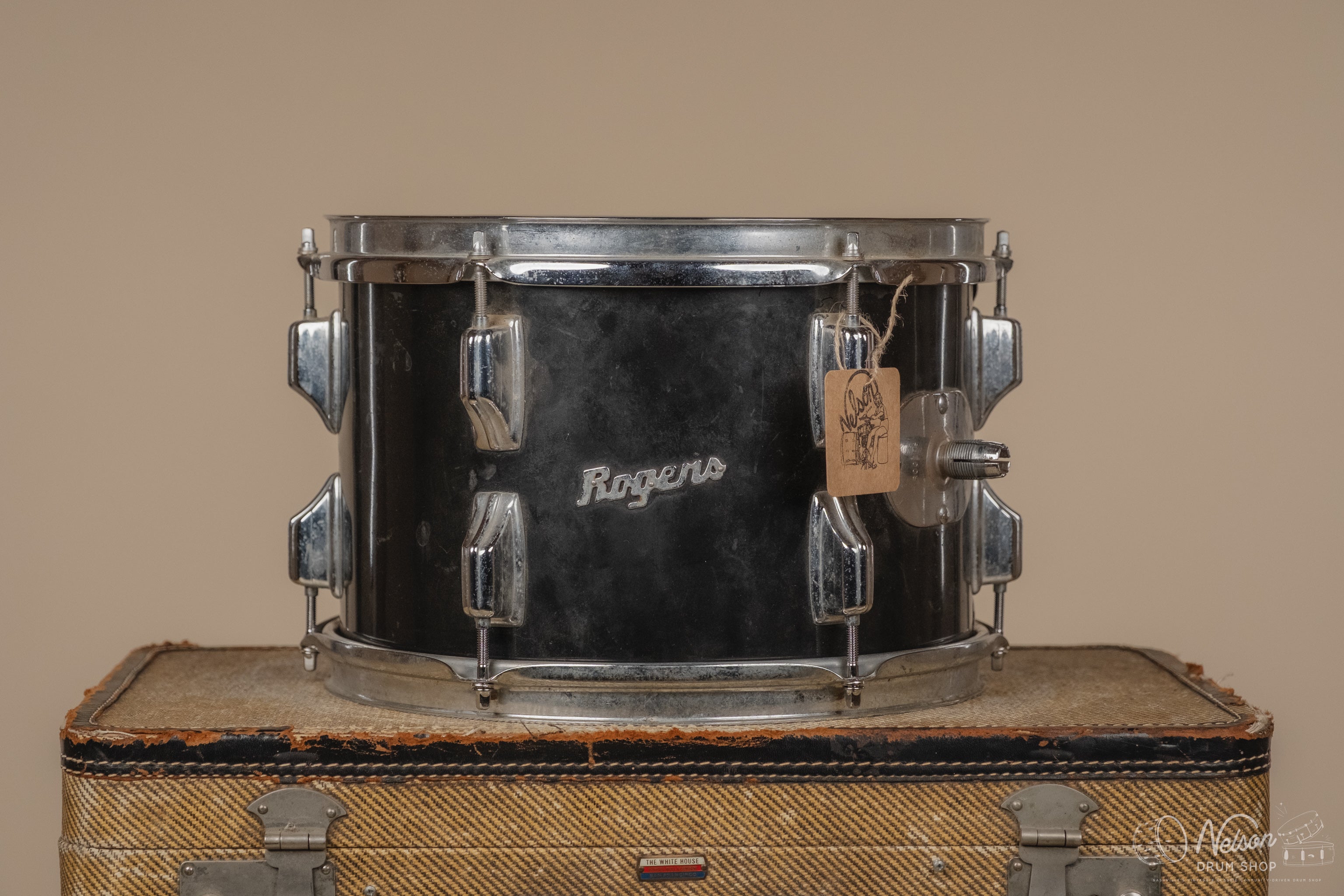 1970s Rogers Rack Tom in Jet Black Pearl - 8x12 – Nelson Drum Shop