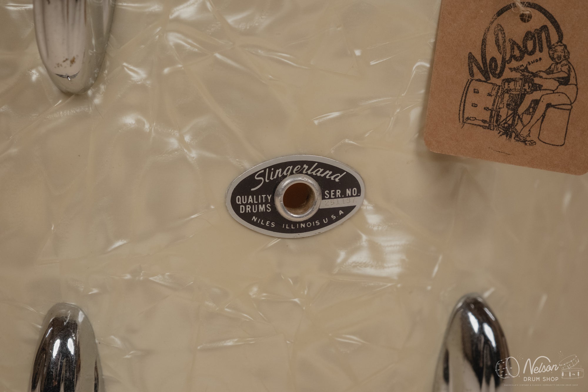 1970s Slingerland 3 ply Tom in White Marine Pearl - 10x14