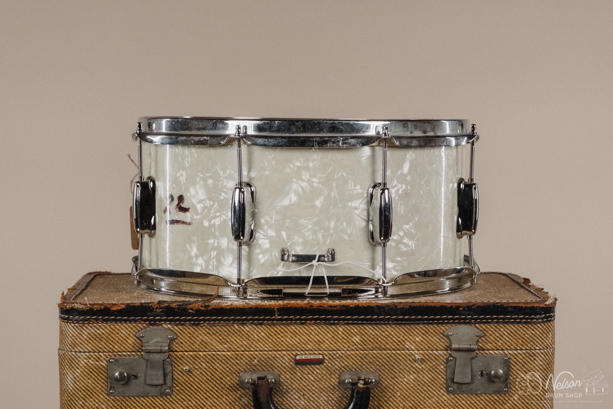 1970s Slingerland 'Concert King' in White Marine Pearl - 7x15