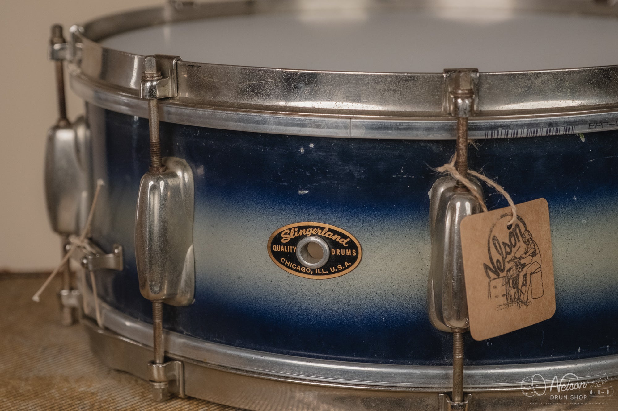 1960's Slingerland 'Student Model' in Blue & Silver Duco - 5.5x14