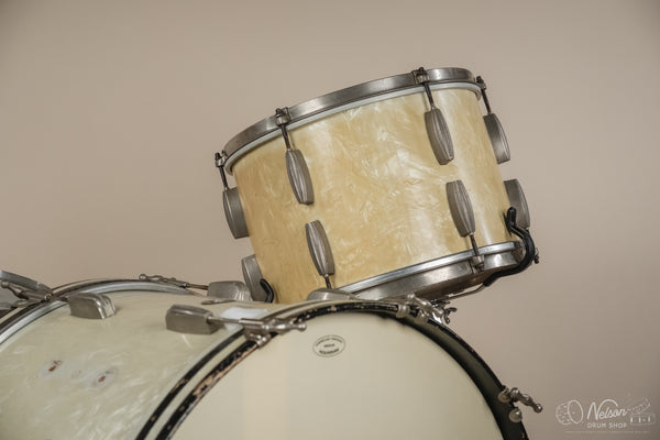 1940s/50s Slingerland 'Gene Krupa Deluxe Radio King' in White Marine Pearl - 14x24, 16x16, 9x13