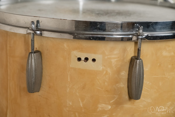 1940s/50s Slingerland 'Gene Krupa Deluxe Radio King' in White Marine Pearl - 14x24, 16x16, 9x13