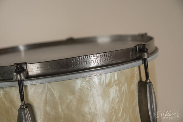 1940s/50s Slingerland 'Gene Krupa Deluxe Radio King' in White Marine Pearl - 14x24, 16x16, 9x13