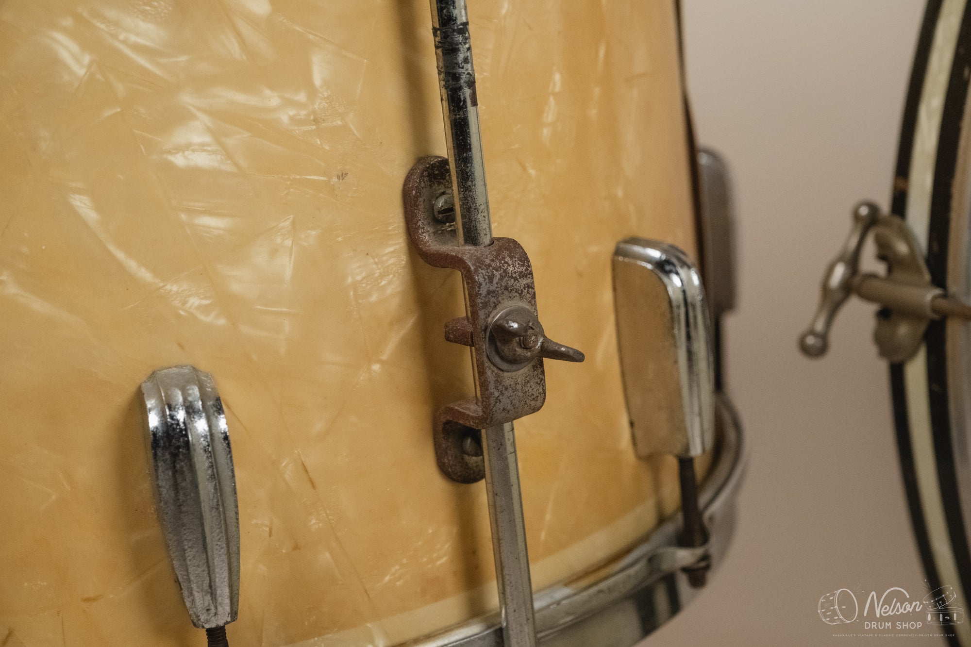 1940s/50s Slingerland 'Gene Krupa Deluxe Radio King' in White Marine Pearl - 14x24, 16x16, 9x13