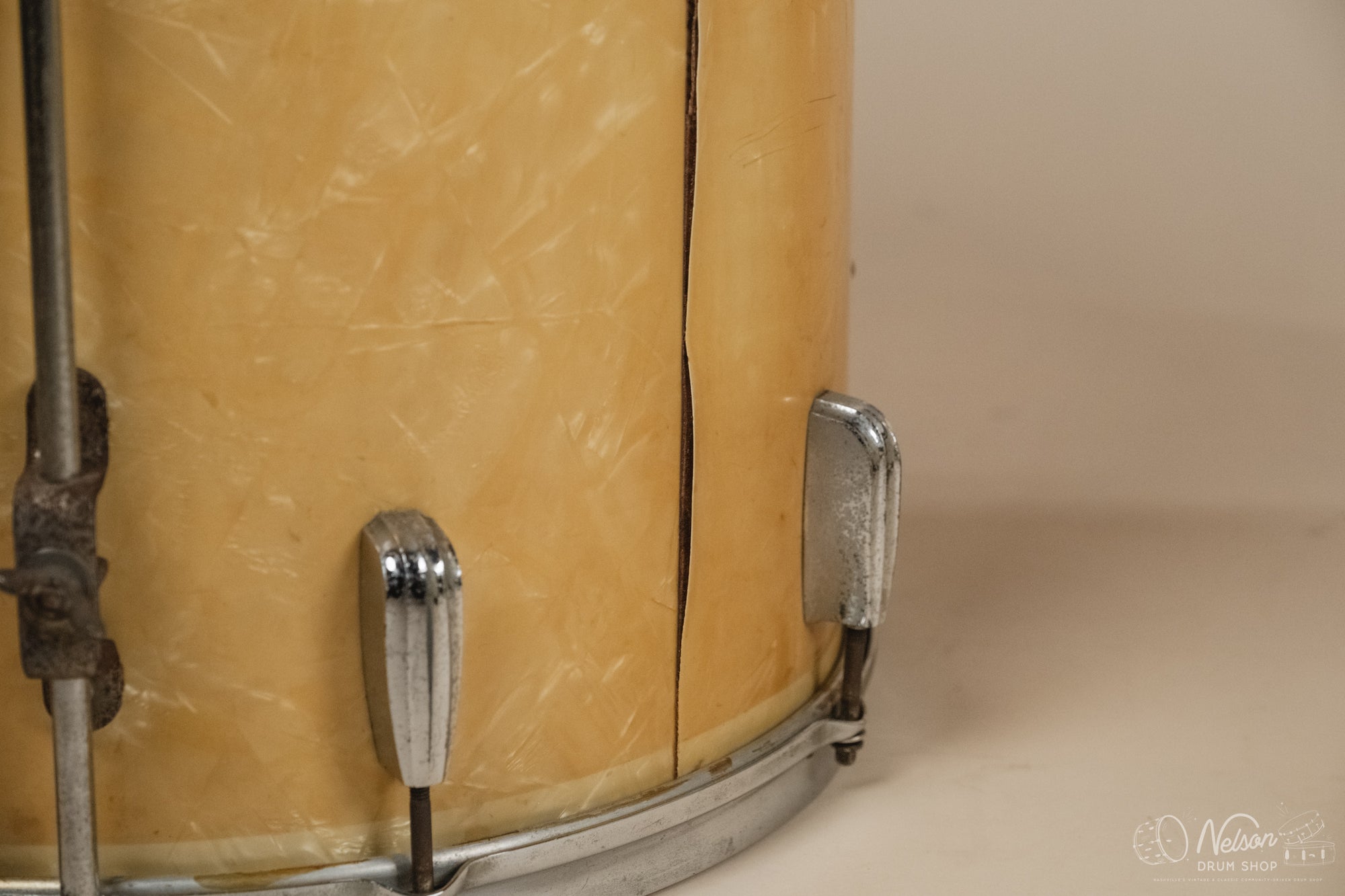 1940s/50s Slingerland 'Gene Krupa Deluxe Radio King' in White Marine Pearl - 14x24, 16x16, 9x13