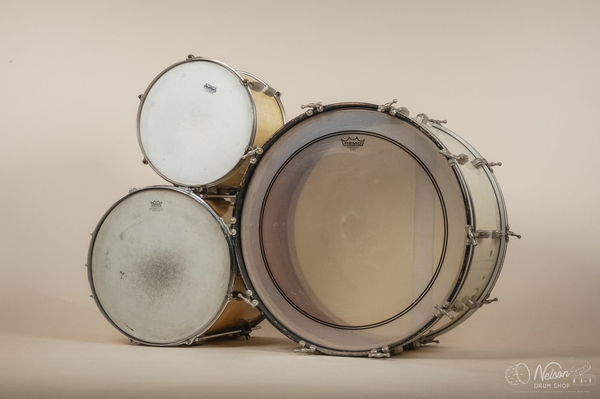 1940s/50s Slingerland 'Gene Krupa Deluxe Radio King' in White Marine Pearl - 14x24, 16x16, 9x13