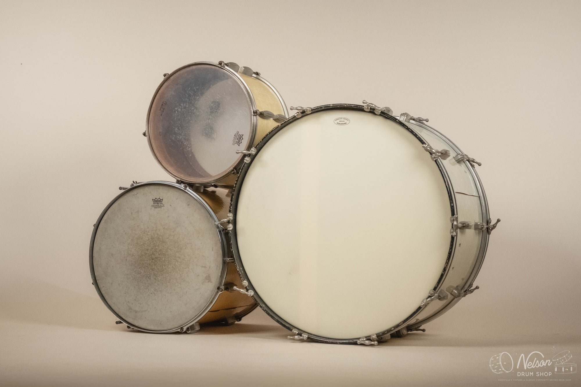 1940s/50s Slingerland 'Gene Krupa Deluxe Radio King' in White Marine Pearl - 14x24, 16x16, 9x13