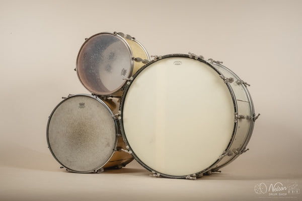 1940s/50s Slingerland 'Gene Krupa Deluxe Radio King' in White Marine Pearl - 14x24, 16x16, 9x13