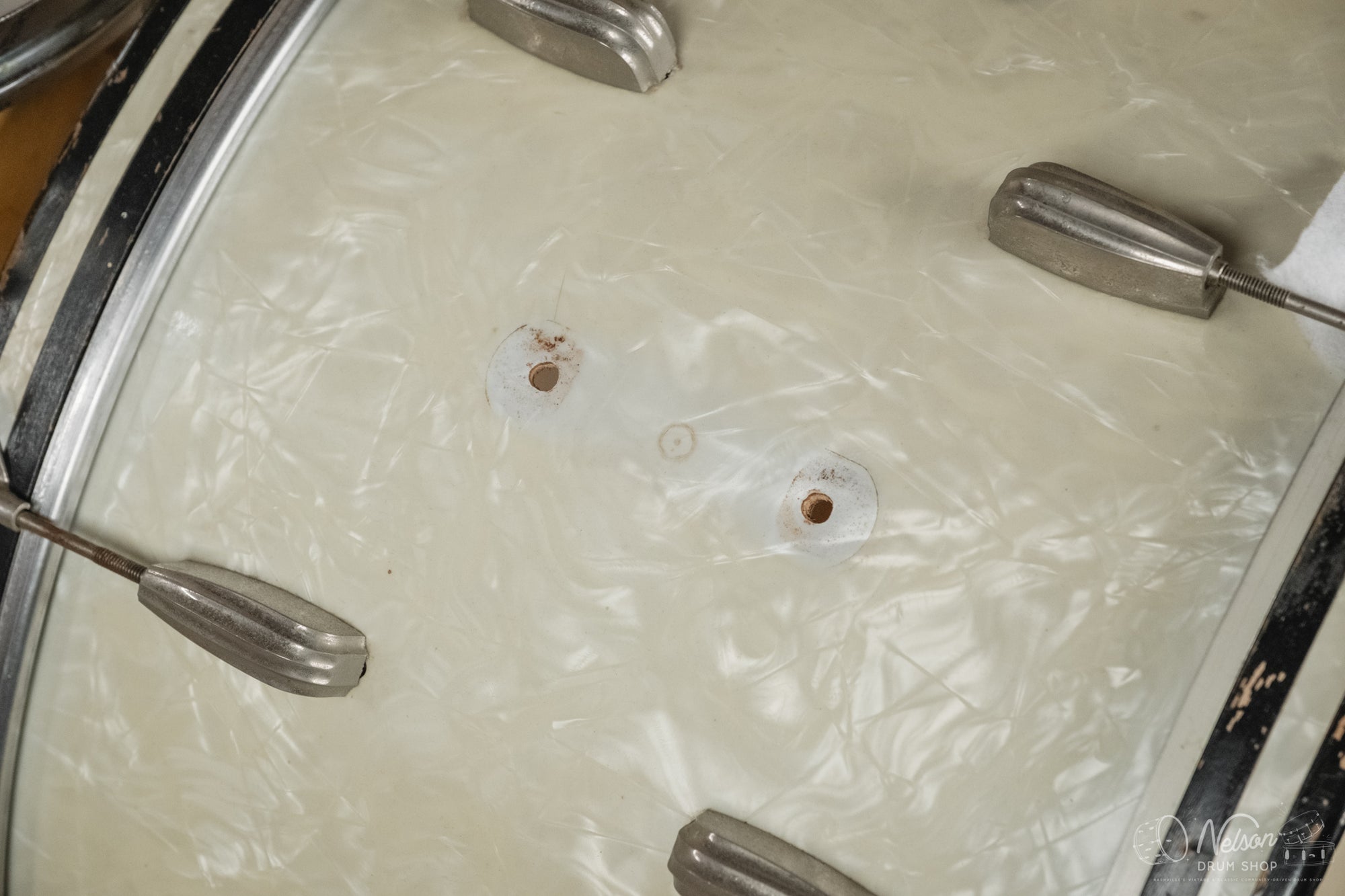 1940s/50s Slingerland 'Gene Krupa Deluxe Radio King' in White Marine Pearl - 14x24, 16x16, 9x13