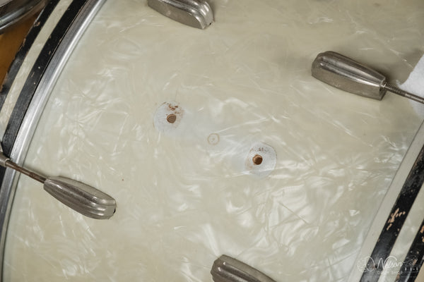 1940s/50s Slingerland 'Gene Krupa Deluxe Radio King' in White Marine Pearl - 14x24, 16x16, 9x13