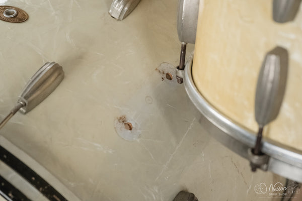 1940s/50s Slingerland 'Gene Krupa Deluxe Radio King' in White Marine Pearl - 14x24, 16x16, 9x13