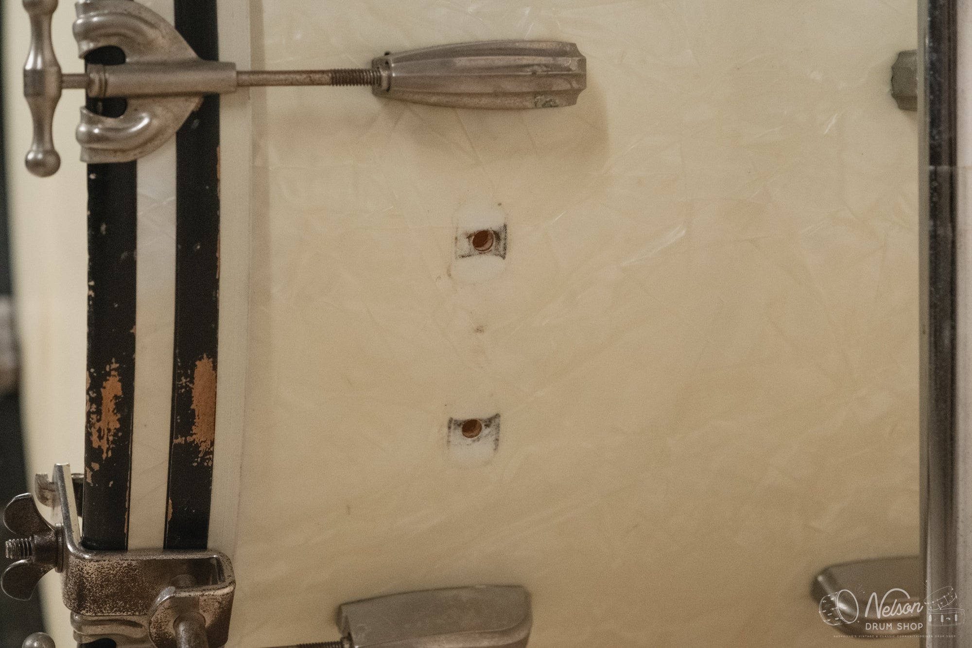 1940s/50s Slingerland 'Gene Krupa Deluxe Radio King' in White Marine Pearl - 14x24, 16x16, 9x13