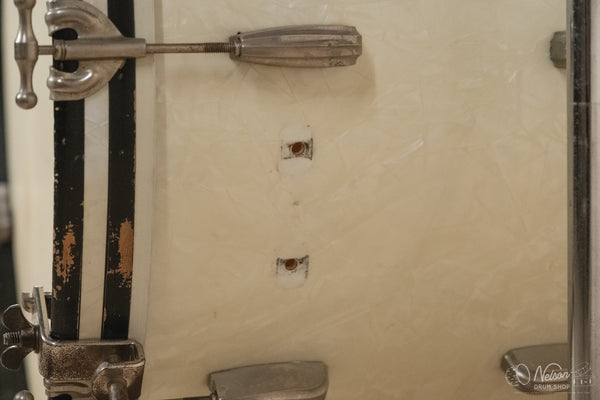 1940s/50s Slingerland 'Gene Krupa Deluxe Radio King' in White Marine Pearl - 14x24, 16x16, 9x13