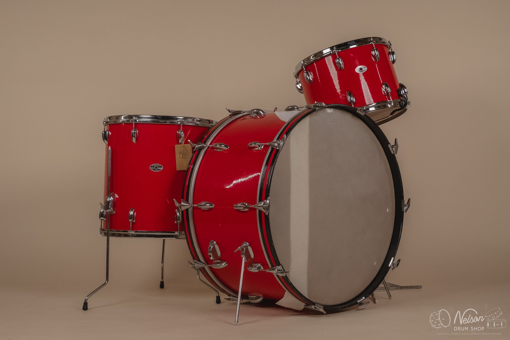 1970s Slingerland Kit in Red Gloss Pearl - 14x26, 10x14, 16x16