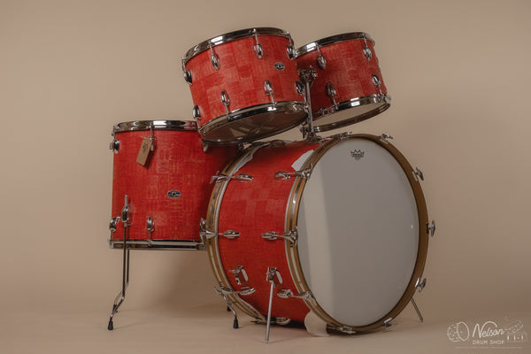 1970s Slingerland 'Super Rock' 51N in Red Aztec - 14x24, 9x13, 10x14, 16x18