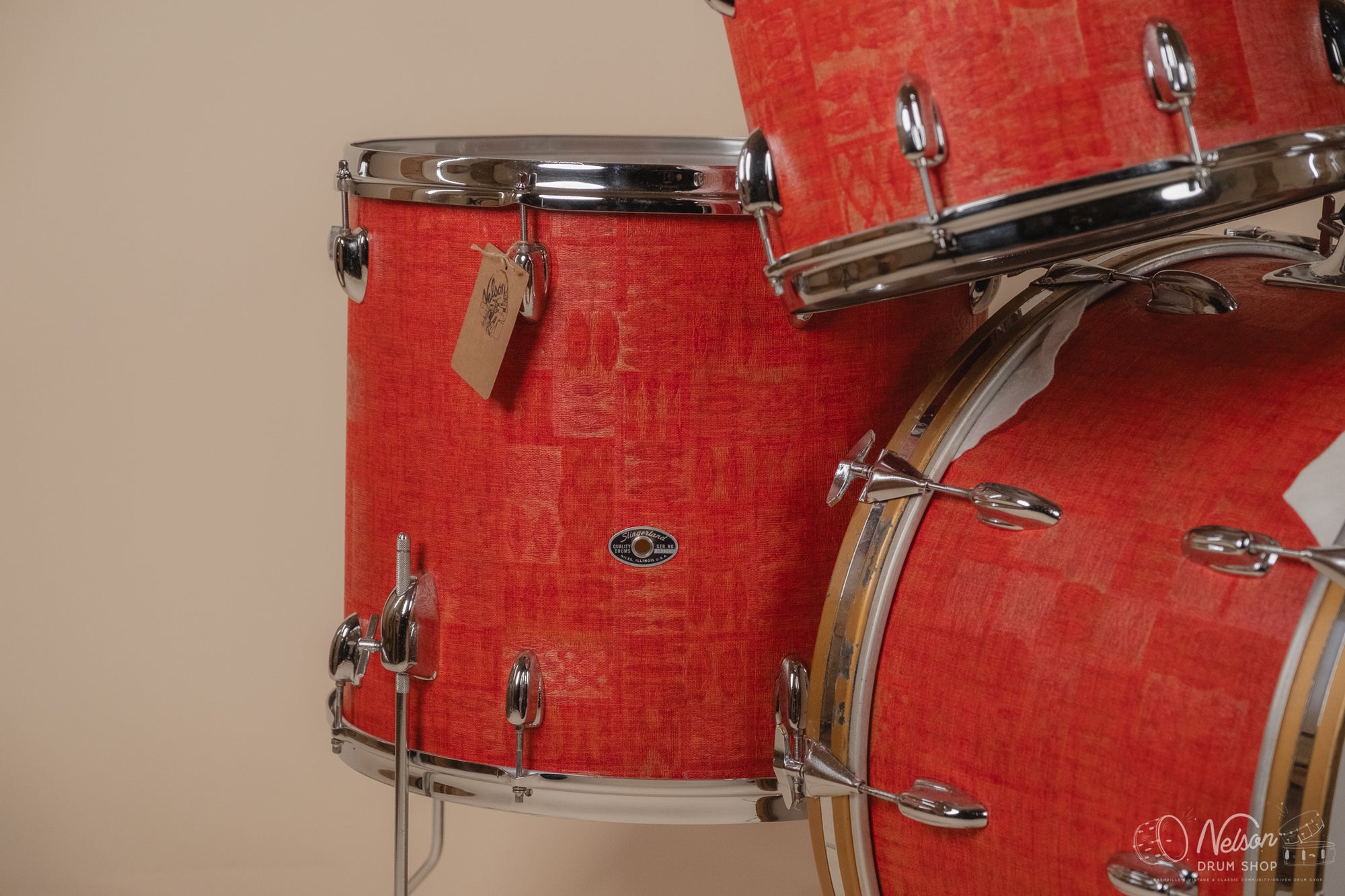 1970s Slingerland 'Super Rock' 51N in Red Aztec - 14x24, 9x13, 10x14, 16x18
