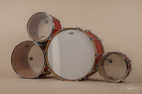 1970s Slingerland 'Super Rock' 51N in Red Aztec - 14x24, 9x13, 10x14, 16x18