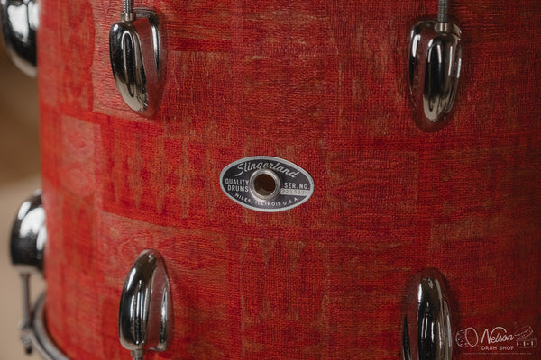 1970s Slingerland 'Super Rock' 51N in Red Aztec - 14x24, 9x13, 10x14, 16x18