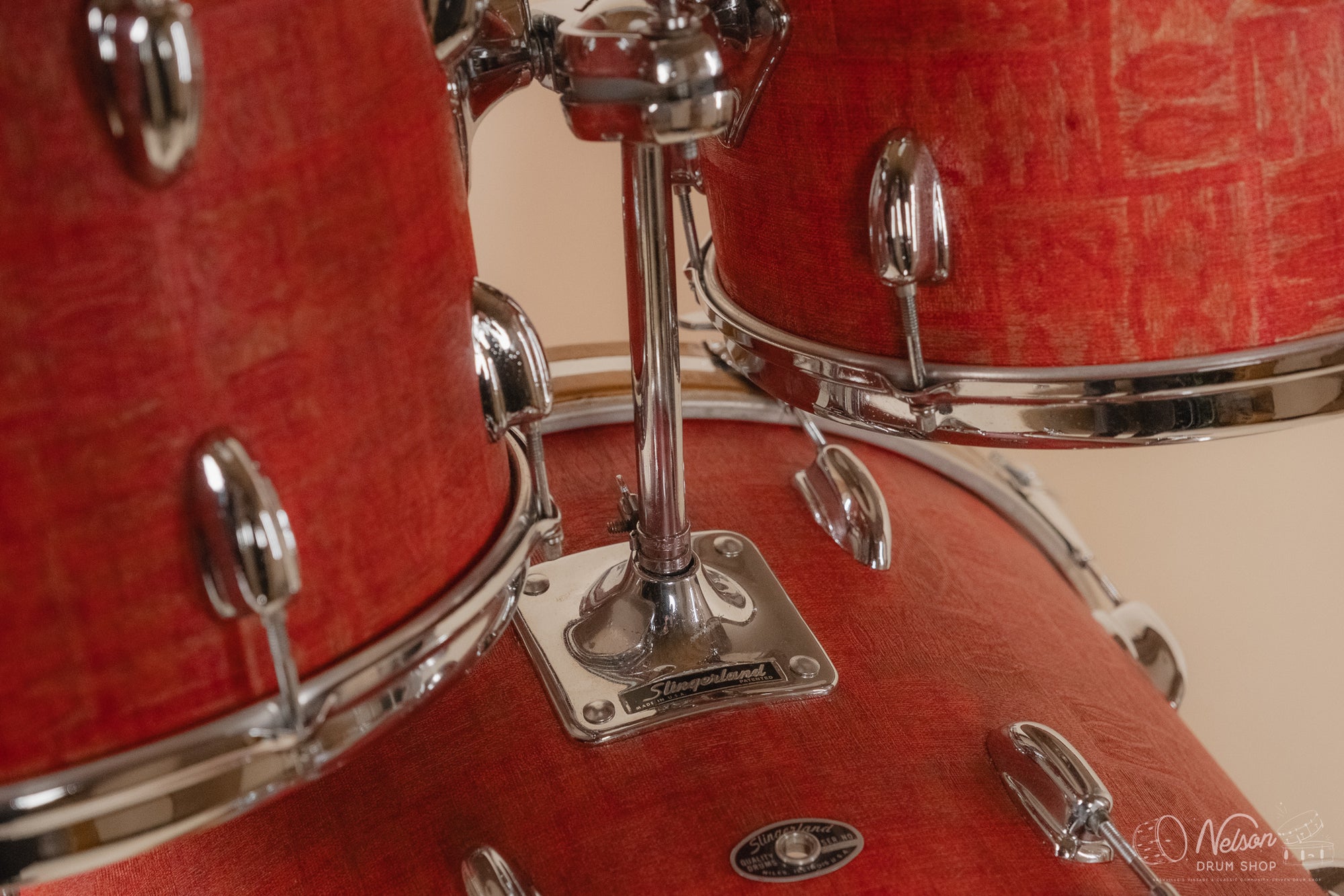 1970s Slingerland 'Super Rock' 51N in Red Aztec - 14x24, 9x13, 10x14, 16x18