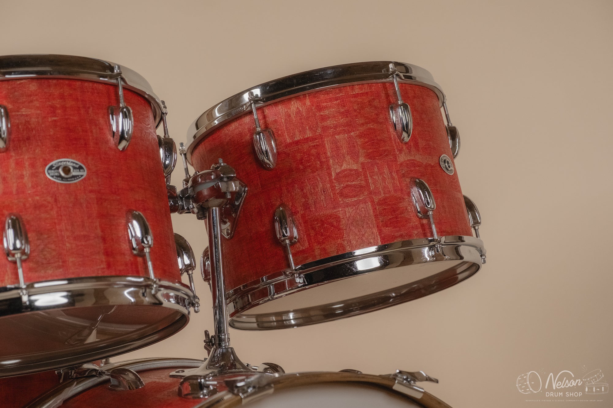 1970s Slingerland 'Super Rock' 51N in Red Aztec - 14x24, 9x13, 10x14, 16x18