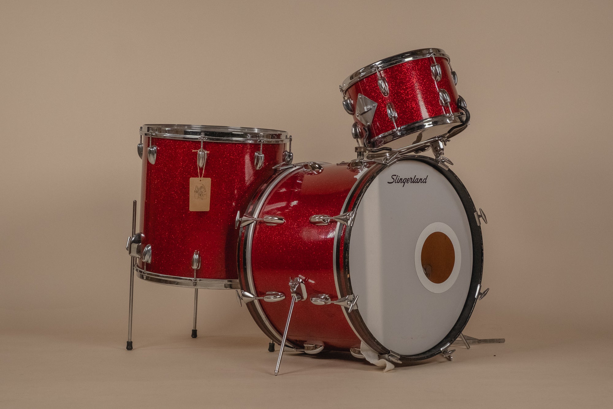 1966 Slingerland 'Modern Solo Outfit' No. 2RN in Red Sparkle -  8x12, 16x16, 14x20