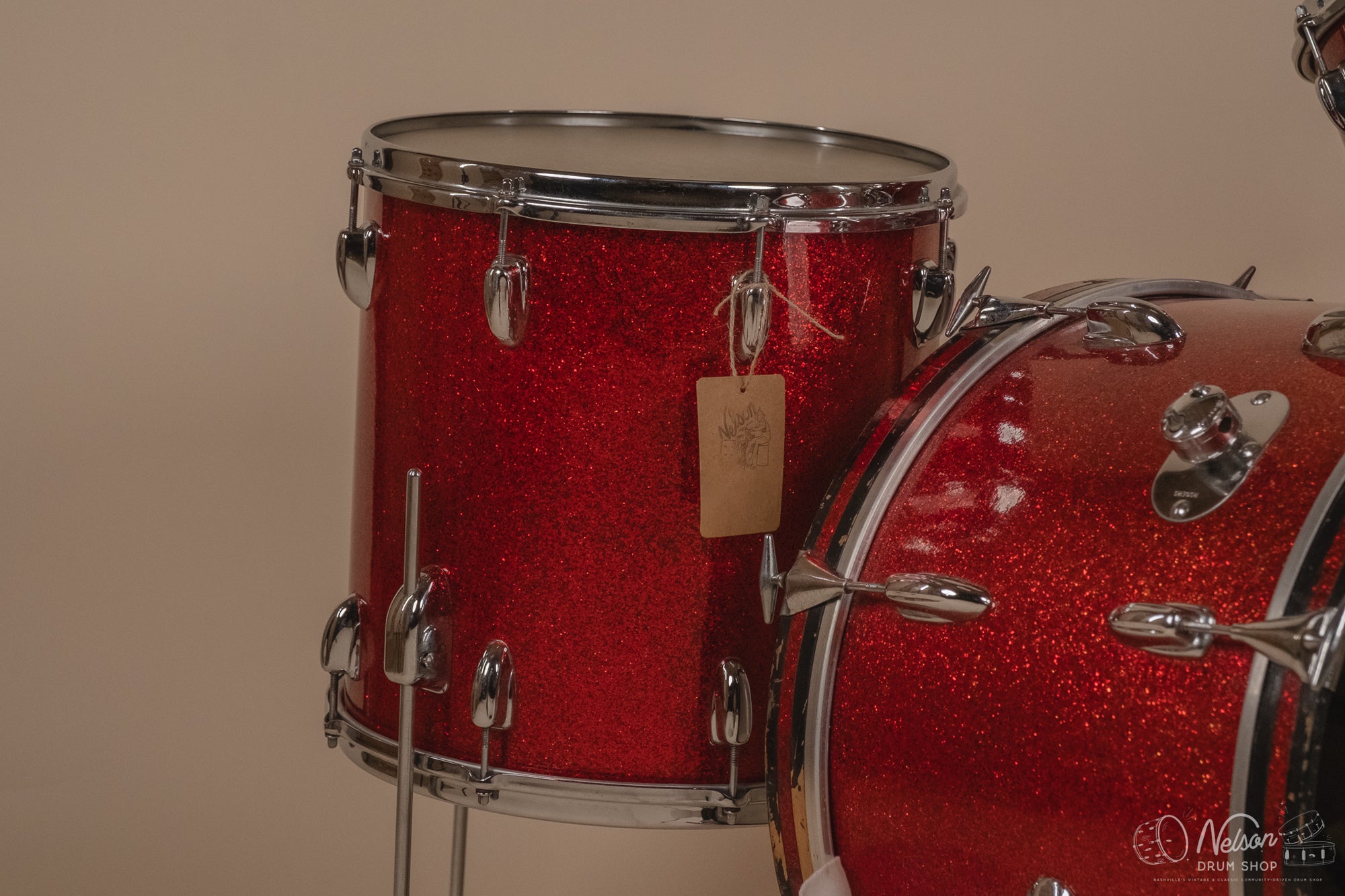 May 1962 Slingerland 'Modern Jazz Outfit' No. 9N in Red Sparkle - 14x20, 8x12, 14x14