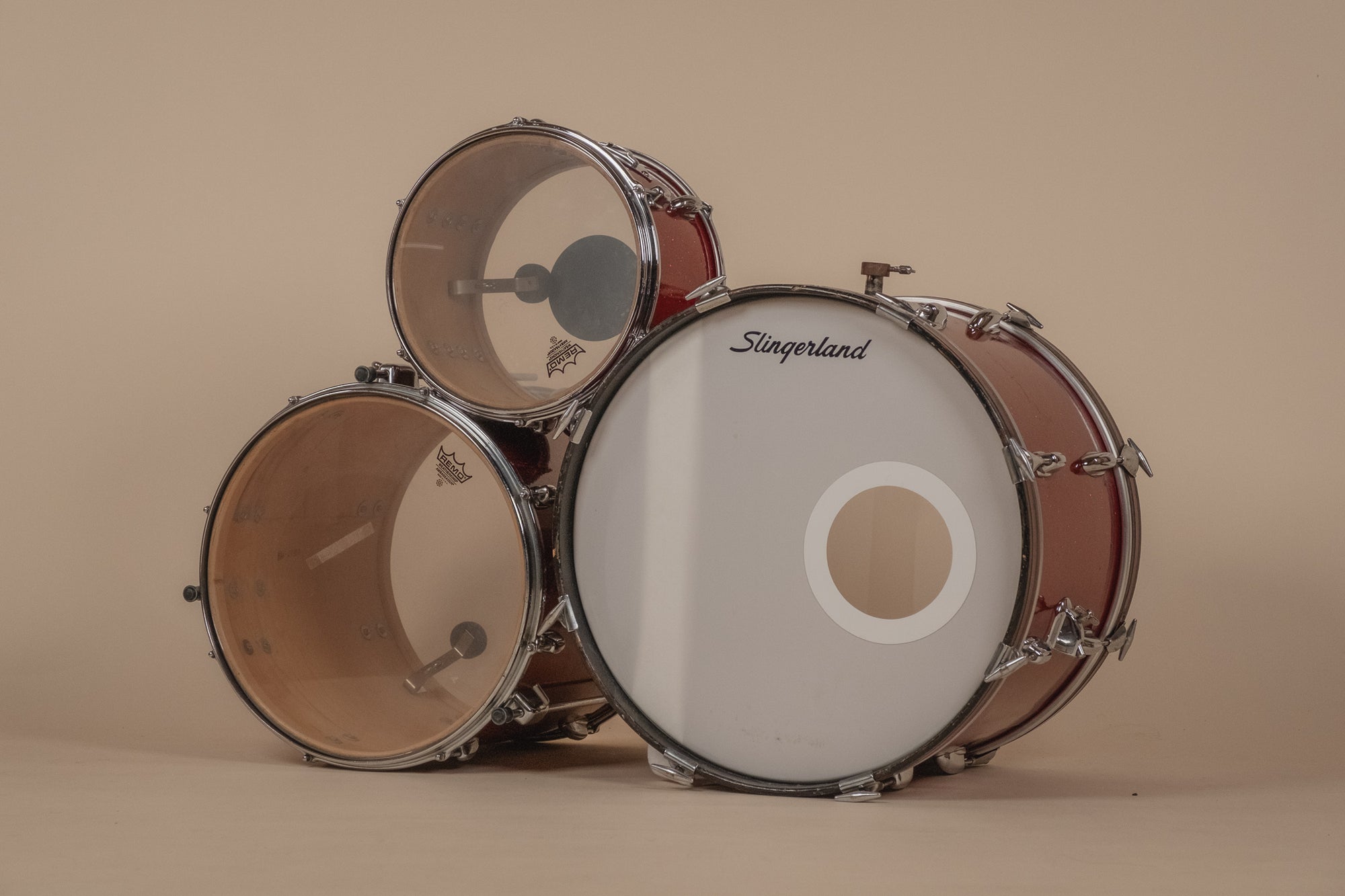 1966 Slingerland 'Modern Solo Outfit' No. 2RN in Red Sparkle -  8x12, 16x16, 14x20