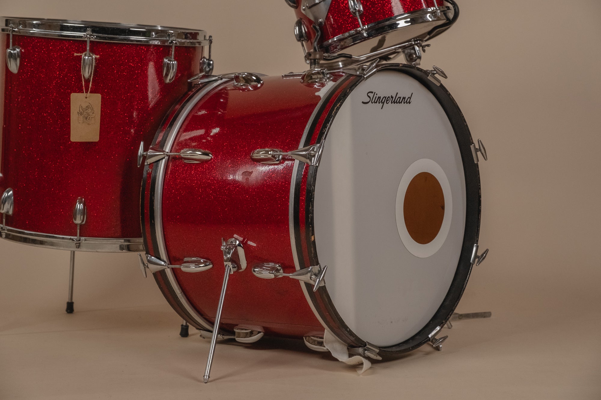 1966 Slingerland 'Modern Solo Outfit' No. 2RN in Red Sparkle -  8x12, 16x16, 14x20