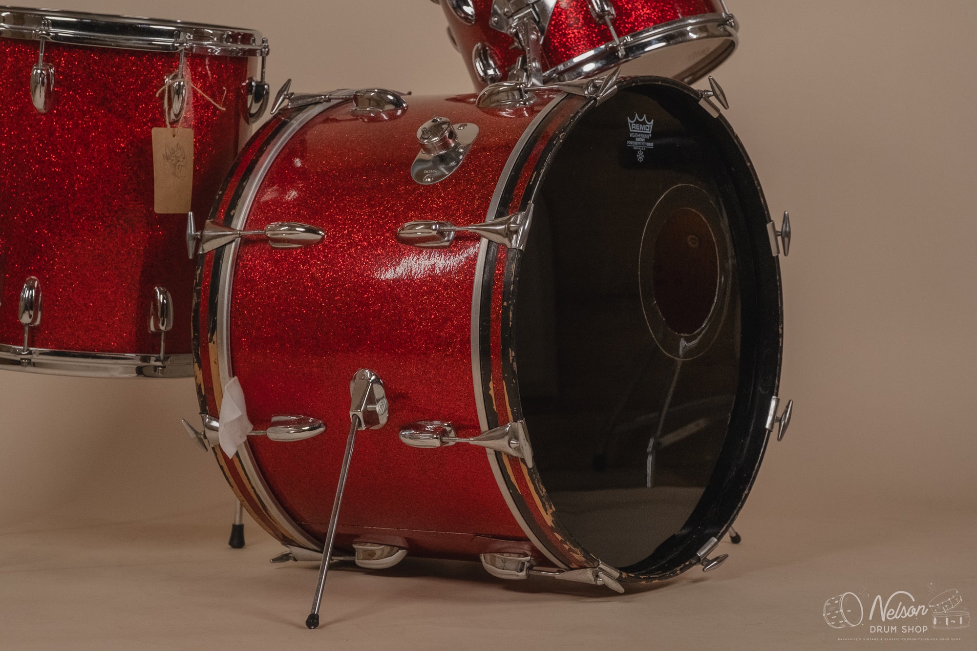 May 1962 Slingerland 'Modern Jazz Outfit' No. 9N in Red Sparkle - 14x20, 8x12, 14x14