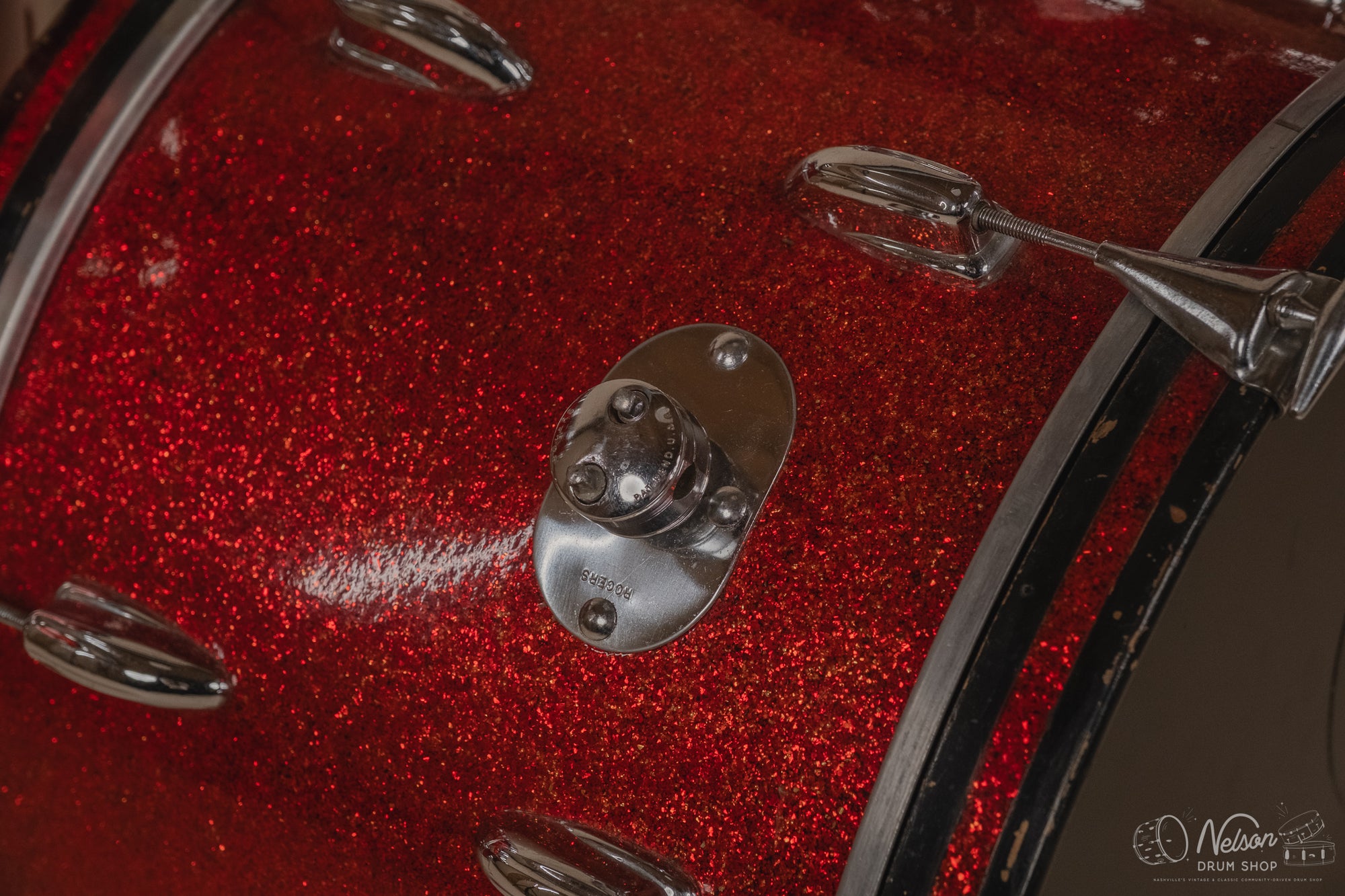 May 1962 Slingerland 'Modern Jazz Outfit' No. 9N in Red Sparkle - 14x20, 8x12, 14x14