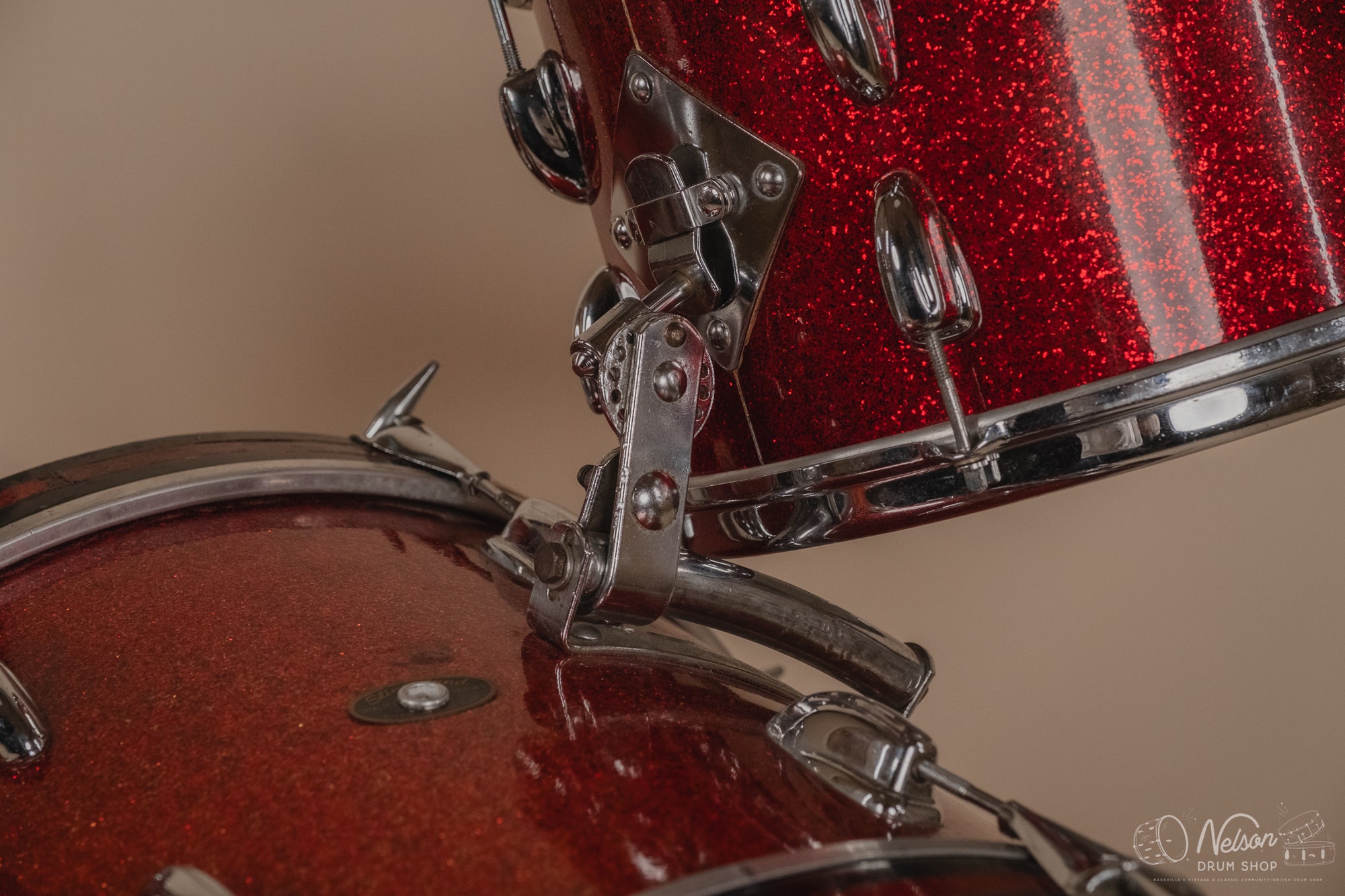 May 1962 Slingerland 'Modern Jazz Outfit' No. 9N in Red Sparkle - 14x20, 8x12, 14x14