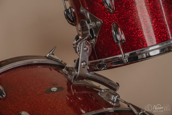 May 1962 Slingerland 'Modern Jazz Outfit' No. 9N in Red Sparkle - 14x20, 8x12, 14x14