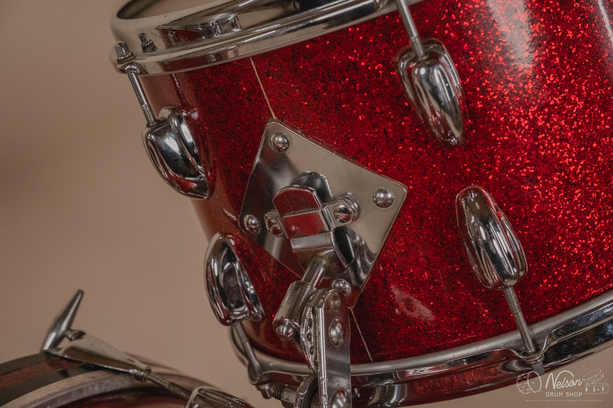 May 1962 Slingerland 'Modern Jazz Outfit' No. 9N in Red Sparkle - 14x20, 8x12, 14x14