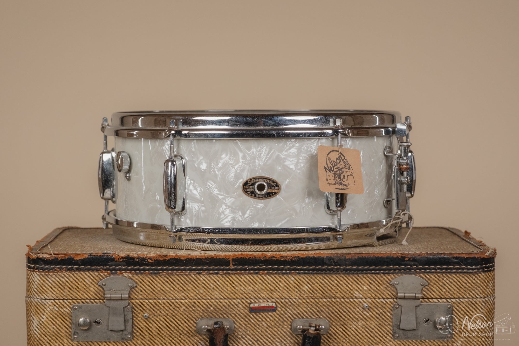 1960s Slingerland 'Deluxe Student' in White Marine Pearl - 5.5x14
