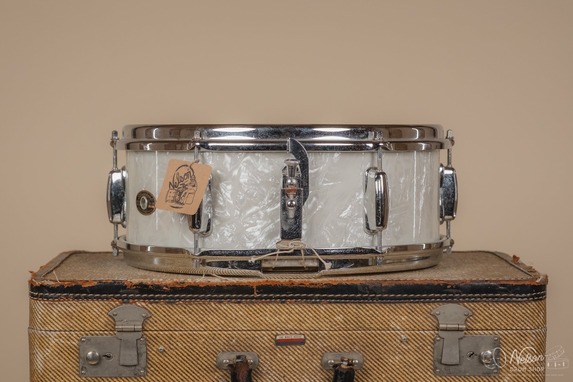 1960s Slingerland 'Deluxe Student' in White Marine Pearl - 5.5x14
