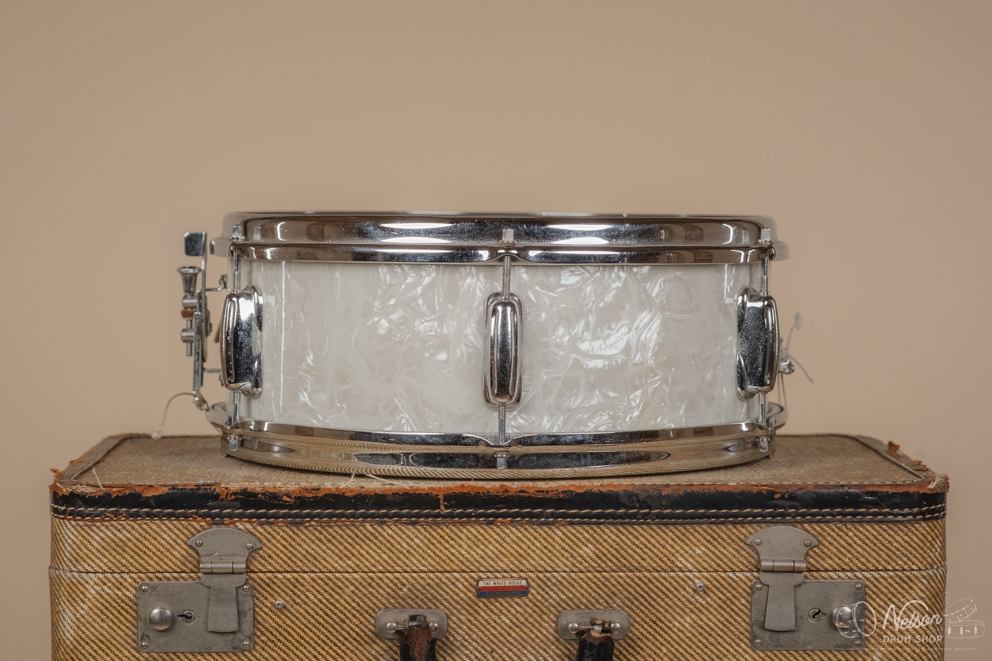 1960s Slingerland 'Deluxe Student' in White Marine Pearl - 5.5x14