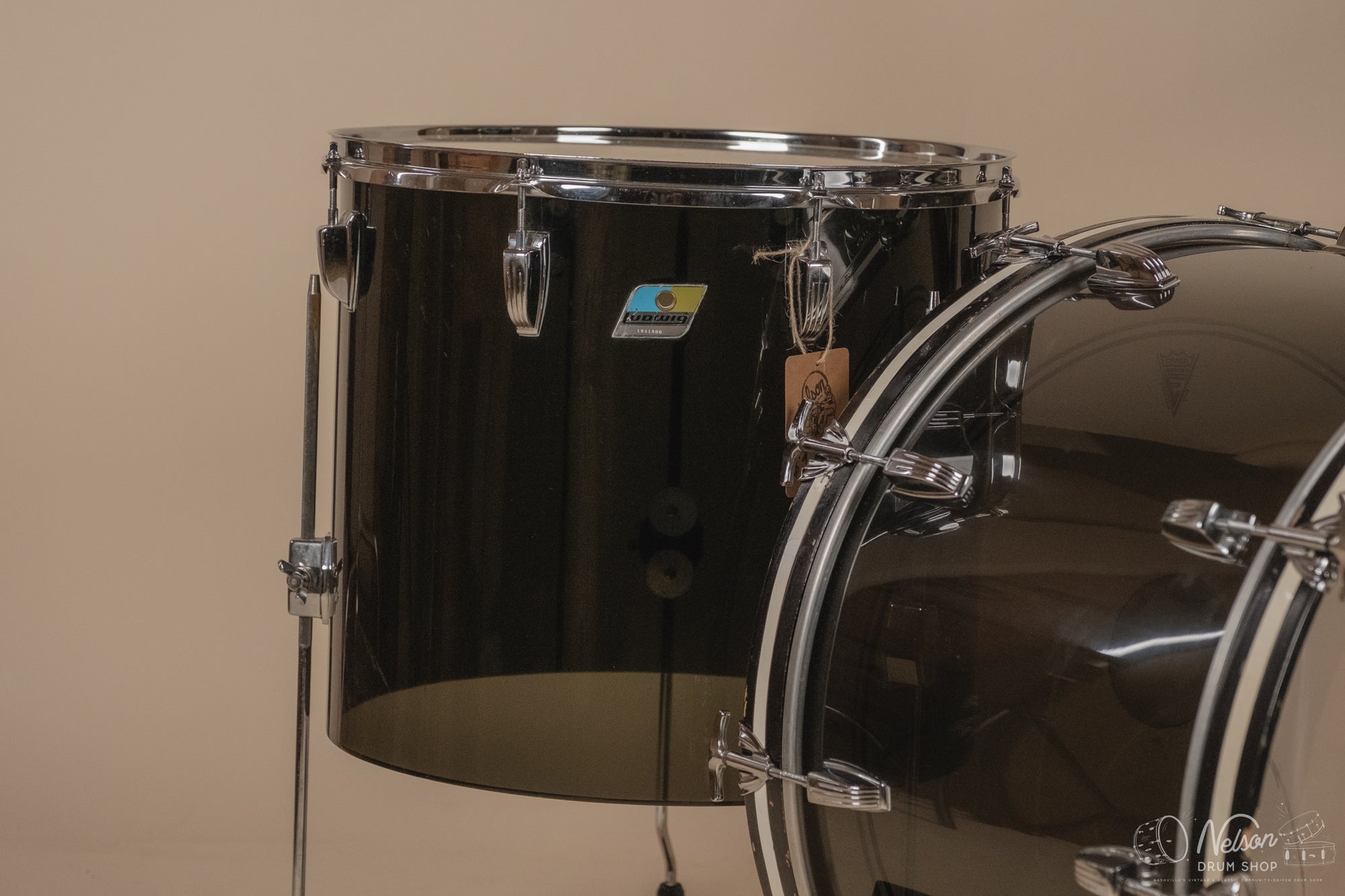 Late 1970s Ludwig Power Concert Kit in Smoke Vistalite - 16x24, 15x16, 16x18