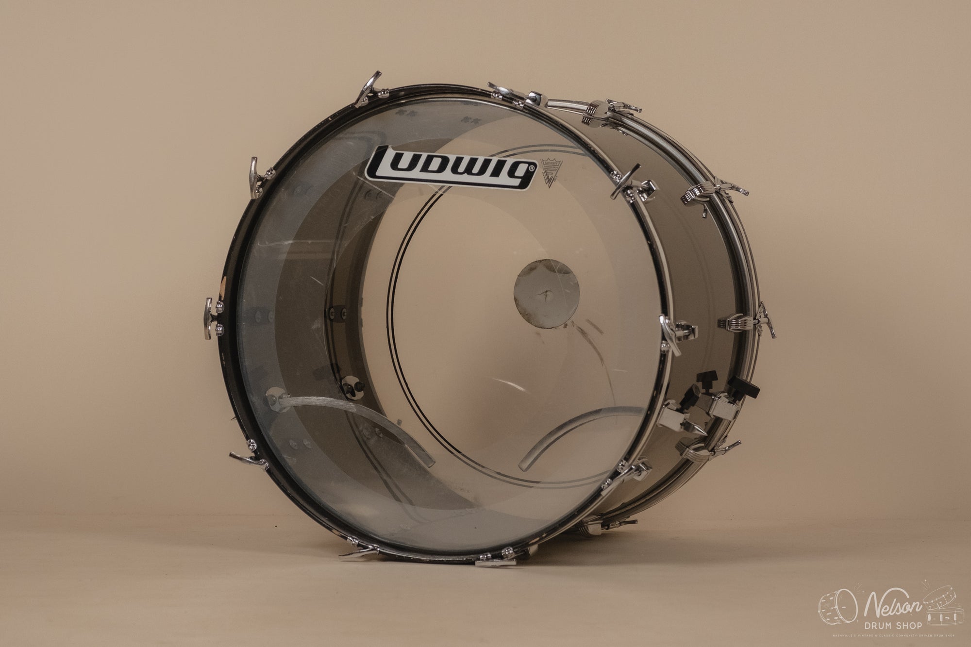 Late 1970s Ludwig Power Concert Kit in Smoke Vistalite - 16x24, 15x16, 16x18