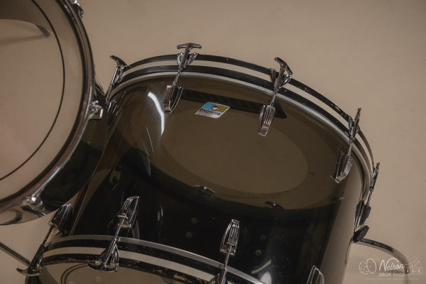 Late 1970s Ludwig Power Concert Kit in Smoke Vistalite - 16x24, 15x16, 16x18
