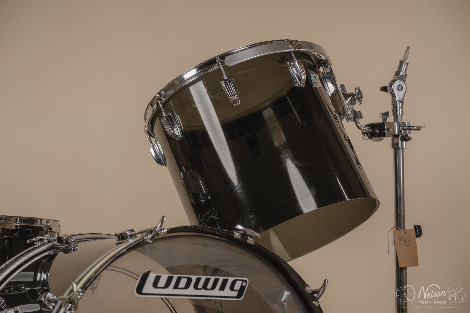 Late 1970s Ludwig Power Concert Kit in Smoke Vistalite - 16x24, 15x16, 16x18
