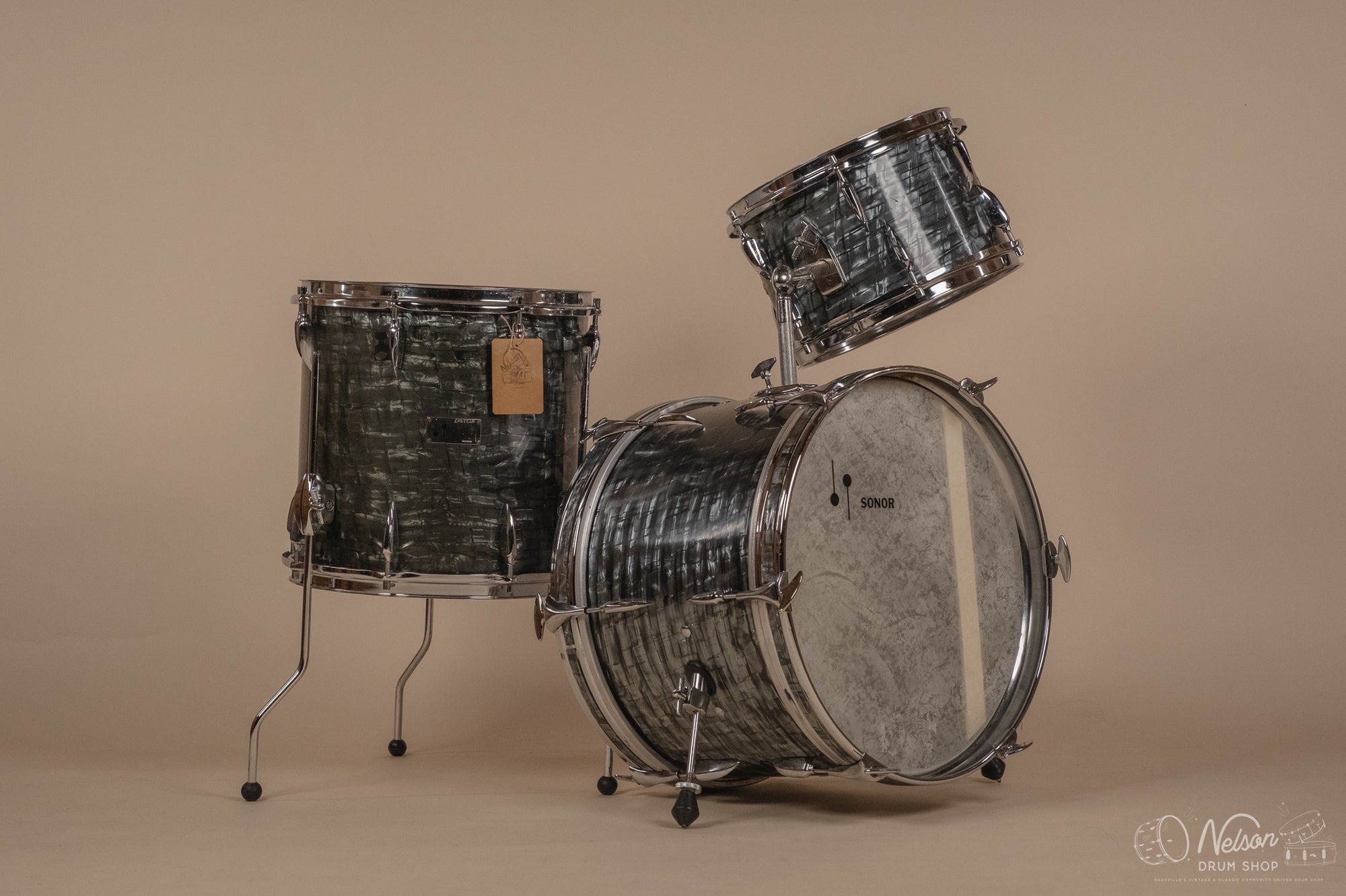 1960's Sonor Teardrop Be Bop Kit in Slate Pearl - 12x18, 14x14, 8x12